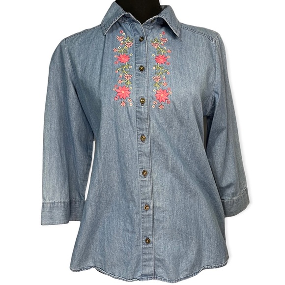 Vintage Denim Embroidered Top - Picture 1 of 2